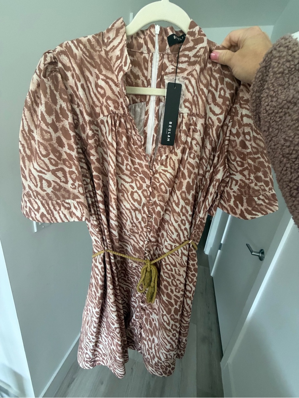 Beulah Brown and Cream Animal Print Mini Dress